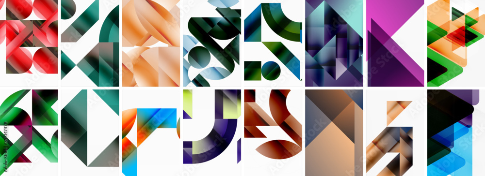 Triangles and circles abstract shapes templates set Triangles and circles abstract shapes templates set