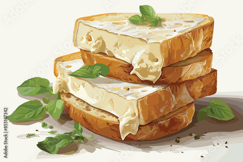 Grilled halloumi cheese salad with baked vegetables vector. and illustration 