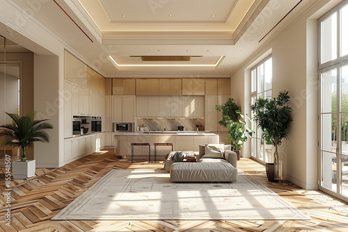 Cozy Scandinavian home in Copenhagen with wood grain textures, bright natural light, light wooden furniture, and white walls, emphasizing minimalist aesthetics and thoughtful design for a peaceful liv