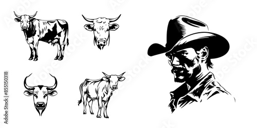 farmer and cattle mascot