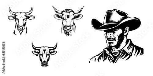 farmer and cattle mascot