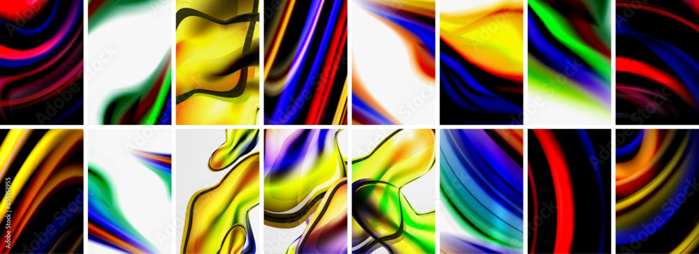 Fototapeta premium Collection of abstract background with waves, colorful shapes and 3d shadow effect. Vector Illustration For Wallpaper, Banner, Background, Card, Book Illustration, landing page