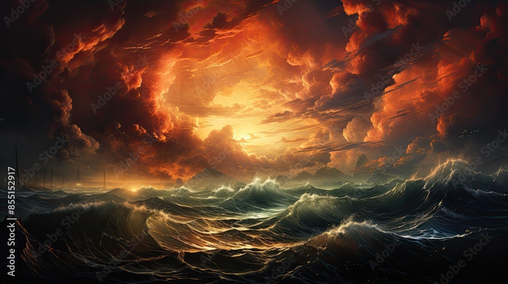 Sunlight breaking through storm clouds at sea Sunlight breaking through storm clouds at sea