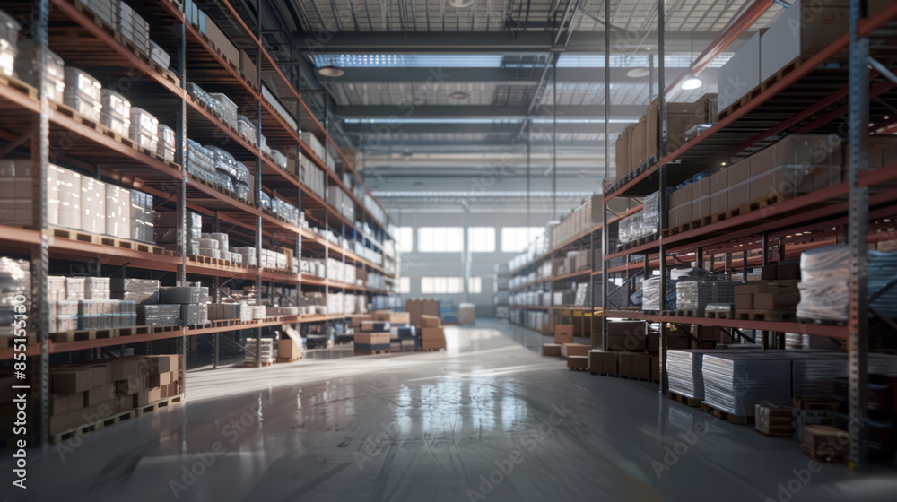 Indoor view of large modern warehouse. Concept of business, industry and logistics background. Can be used as factory, warehouse, storehouse, hangar or plant. Indoor view of large modern warehouse. Concept of business, industry and logistics background. Can be used as factory, warehouse, storehouse, hangar or plant.