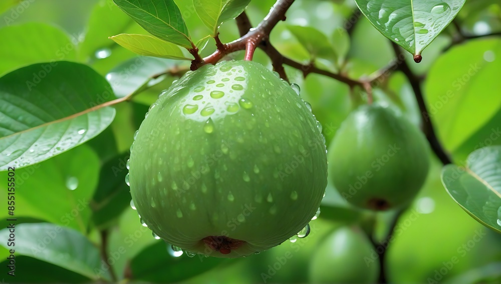 branch of fresh guava fruit in the garden branch of fresh guava fruit in the garden