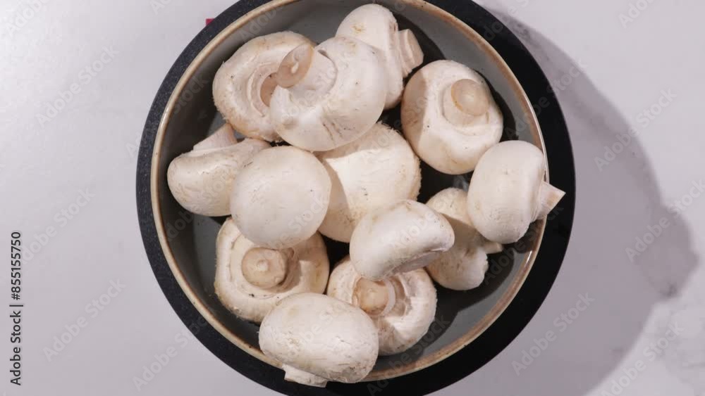 mushrooms whole on plate food rotation mushrooms whole on plate food rotation