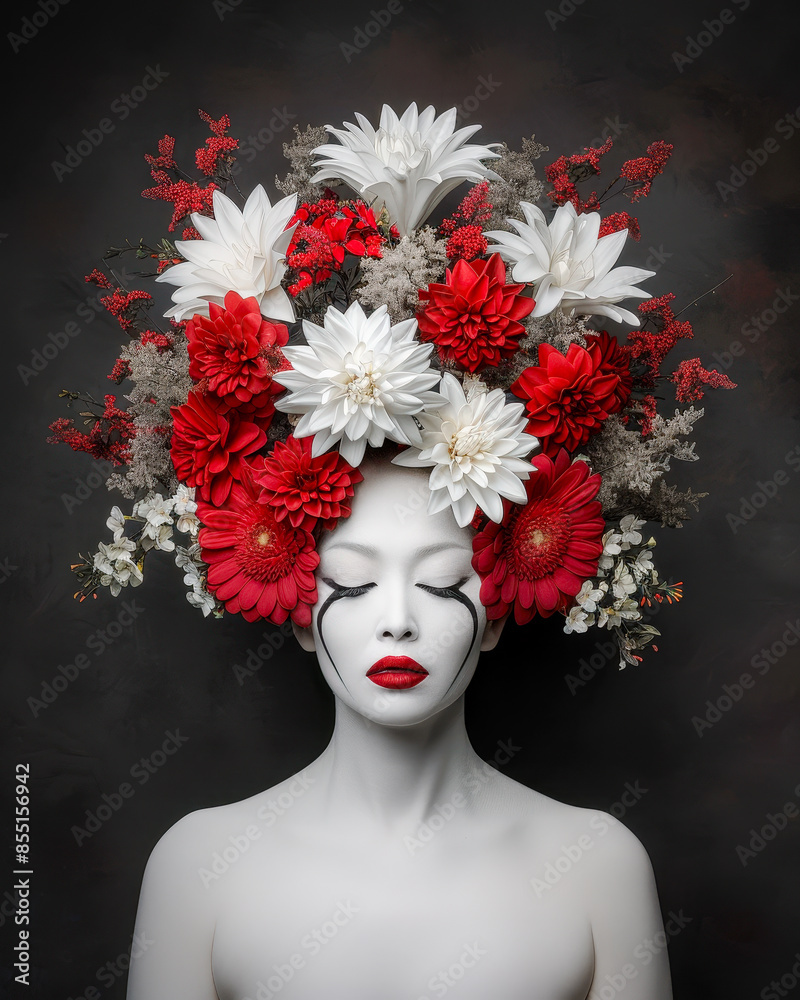 Abstract Neo-Surrealist Art Ethereal Woman's Face Merged with Nature Elements, Featuring Bold Orange Sun and Delicate Grass Strokes , Japanese art for a Contemporary Artistic Statement Wallpaper Abstract Neo-Surrealist Art Ethereal Woman's Face Merged with Nature Elements, Featuring Bold Orange Sun and Delicate Grass Strokes , Japanese art for a Contemporary Artistic Statement Wallpaper