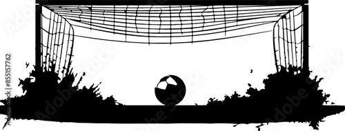 Black and white silhoutte of a goal post