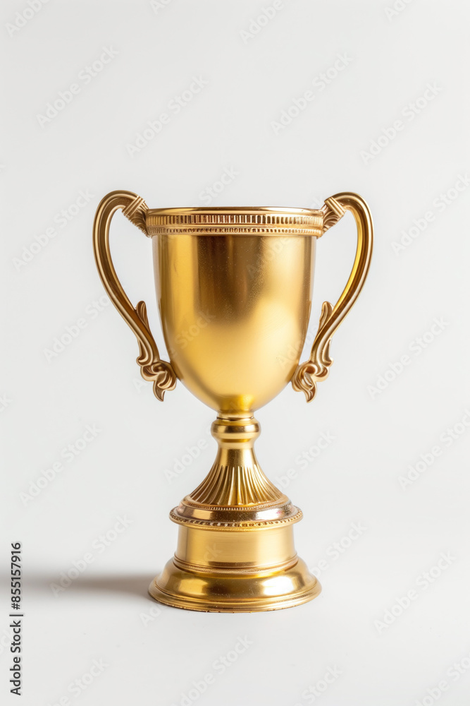 Gold trophy cup isolated on a white background. Created with Generative AI technology.