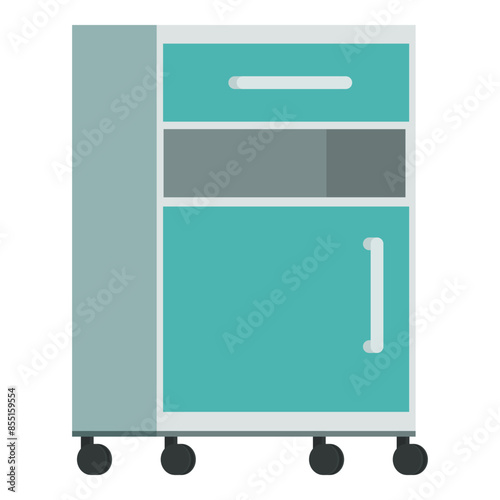 Hospital medical bedside cabinet isolated