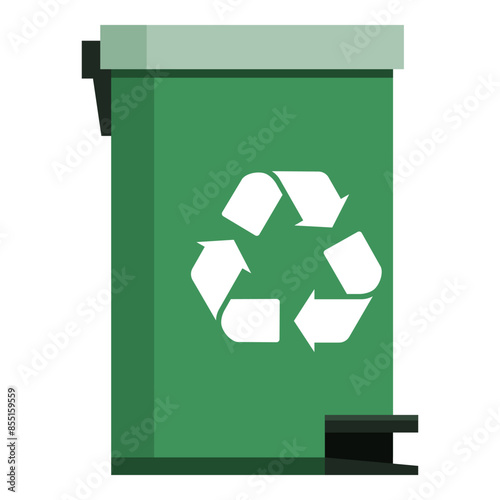 Pedal trash can with recycling symbol isolated