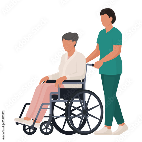 Senior in a wheelchair and caregiver