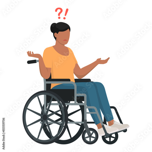 Disappointed sad woman in a wheelchair