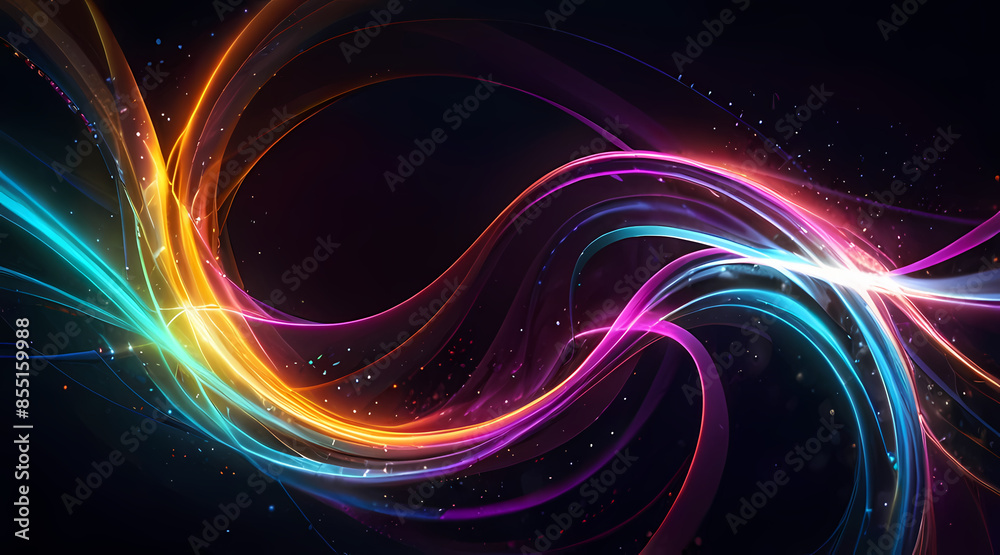 Obraz premium abstract light background featuring swirling patterns of vibrant neon lights