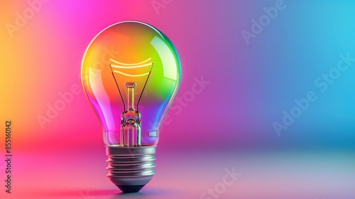 Colorful lightbulb with vibrant gradient effect on a blurred background, symbolizing creativity, innovation, and bright ideas.