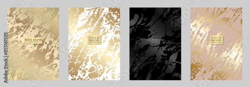 Premium golden and black cover design set. Luxury template for cover design, invitation, poster, flyer, wedding card, luxe invite, catalog, brochure, prestigious voucher, menu.