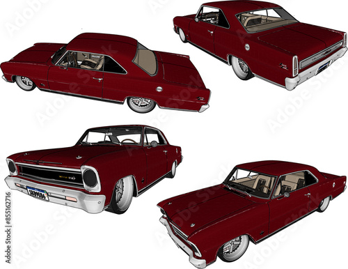 Vector silhouette illustration sketch of detailed design of a vintage classic old sedan car for government officials and rich people