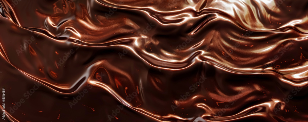Chocolate background with smooth, chocolate ganache with a shiny finish.