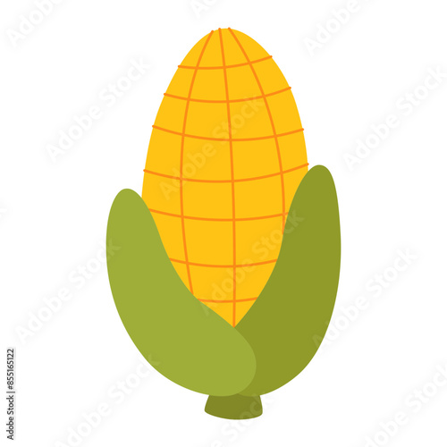 cartoon sweetcorn vegetable icon.