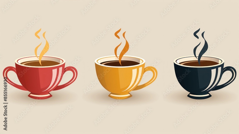 Obraz premium Three Cups of Coffee in Different Colors
