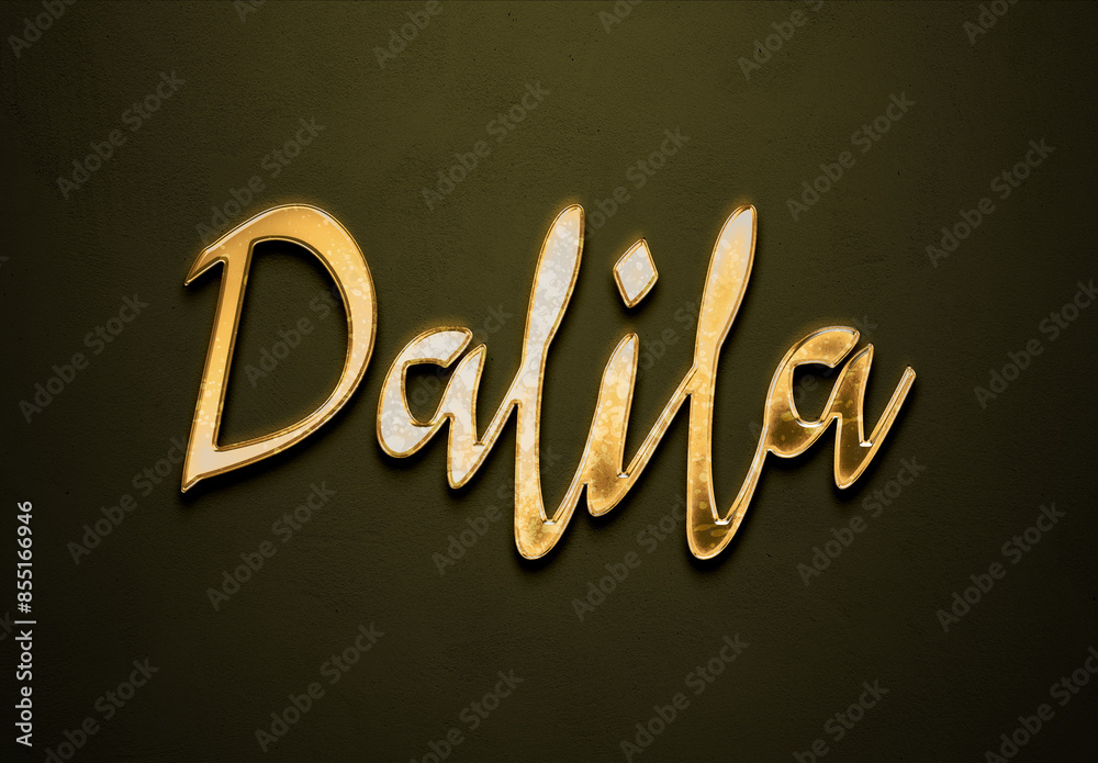 Old gold text effect of name Dalila with 3D glossy style Mockup. Old gold text effect of name Dalila with 3D glossy style Mockup.