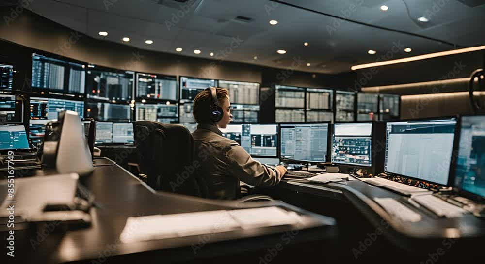 Teleoperator in an emergency call center.