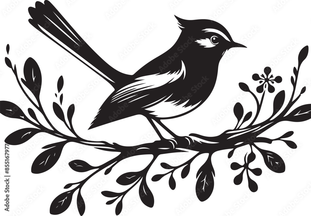 Obraz premium Copsychus saularis Vector Silhouette With white background