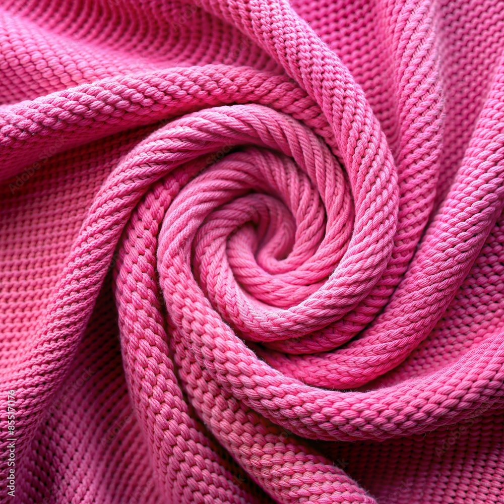Pink Knit Fabric Swirling in a Spiral Pattern. Generative AI Pink Knit Fabric Swirling in a Spiral Pattern. Generative AI