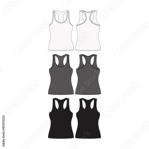 Blank Male Female Tanktop Mockup Template Tanktop Template Vest Women Tanktop Apparel Mockup Illustration Front Back View Tank-top Fashion Illustration
