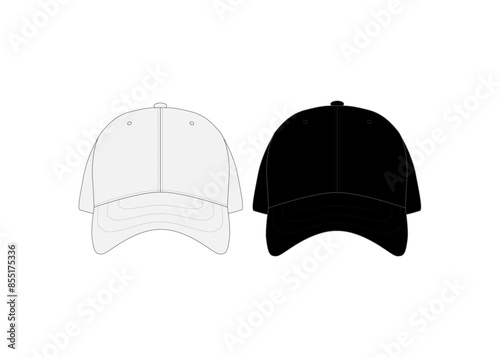 Streetwear Mock-up Templates Trucker Hat Snapback Fitted Cap Hat Vector Illustrations 3D Realistic Black Cap Mockup Modern Fashion Accessories Collection