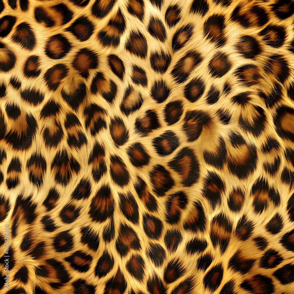 Detailed Leopard Fur Pattern With Black Spots and Yellow Background. Generative AI Detailed Leopard Fur Pattern With Black Spots and Yellow Background. Generative AI