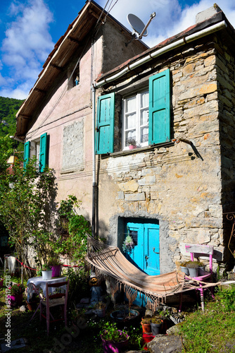 ancient houses in Senarega Valbrevenna Genoa Italy photo