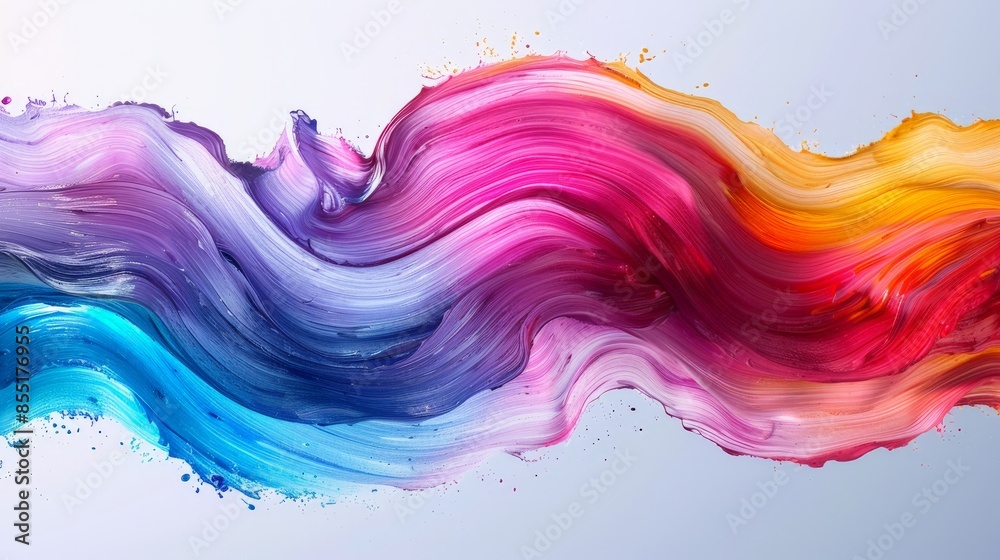 Color brush paint ribbon stroke swirl abstract splash background wave. 