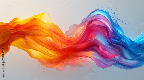 Fototapeta Naklejka Na Ścianę i Meble -  Color brush paint ribbon stroke swirl abstract splash background wave. 