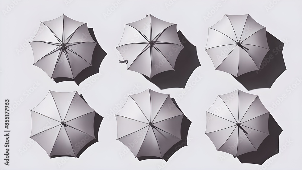3D Realistic Vector Set of White Blank Umbrellas Stock Illustration ...