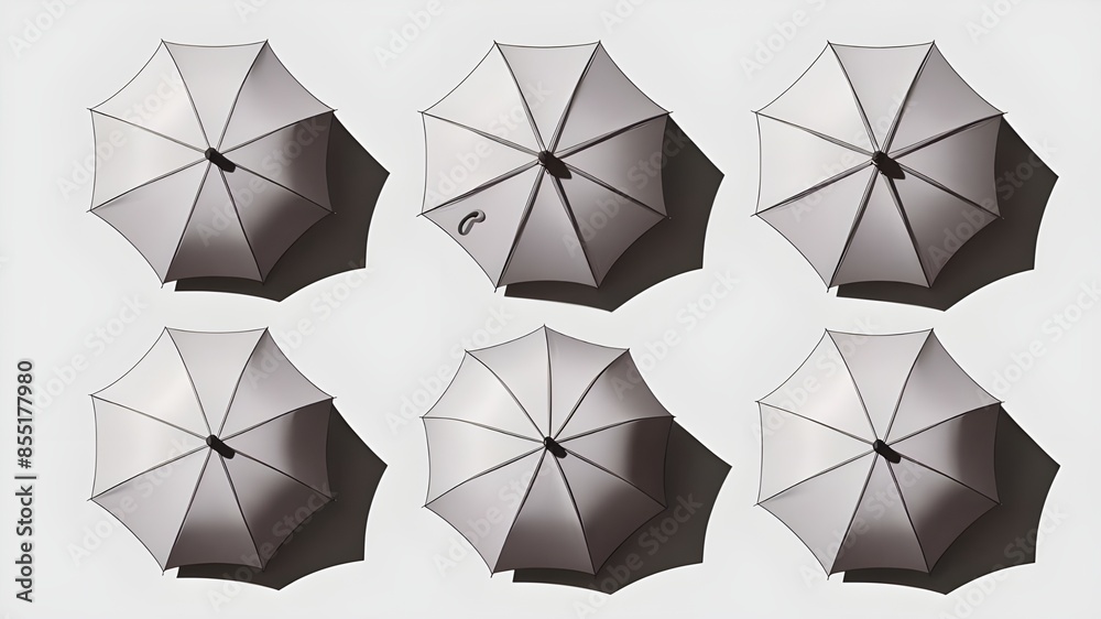 3D Realistic Vector Set of White Blank Umbrellas Stock Illustration ...