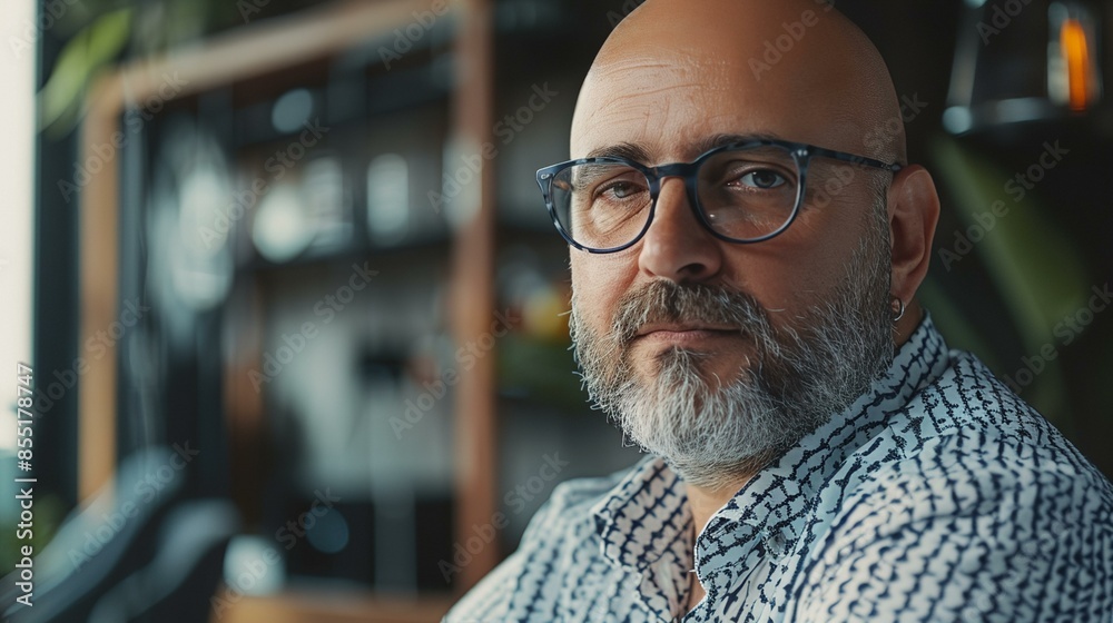 a bald man with glasses and a beard a bald man with glasses and a beard