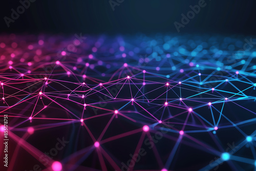 Advanced network security with holographic grids, side view, safeguarding connections, futuristic tone, Complementary Color Scheme. photo