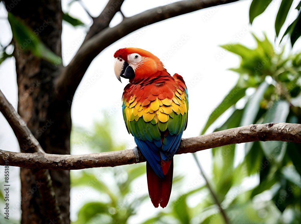 A colorful macaw parrot sitting on a branch A colorful macaw parrot sitting on a branch