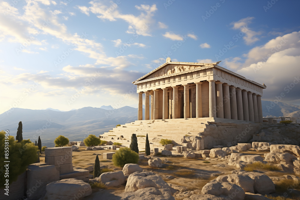 Fototapeta premium Greek temple image. Greek civilization. Archeology of ancient Greece. News about ancient Greece. History book about ancient Greece.
