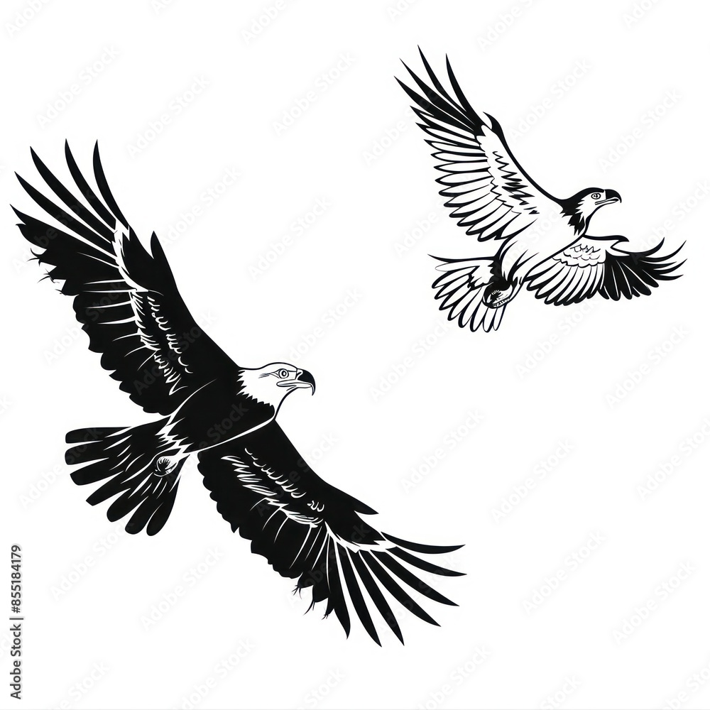 Fototapeta premium An attacking eagle flying in the sky with a large wingspan