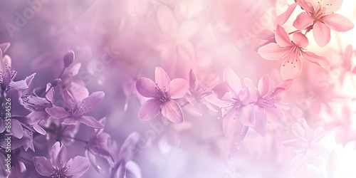 Gradient from light pink to soft purple with subtle floral patterns, providing a gentle and feminine look, ideal for a beauty product or spring sale banner 
