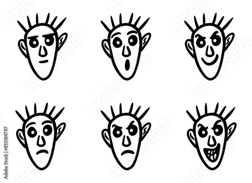 set of funny cartoon faces