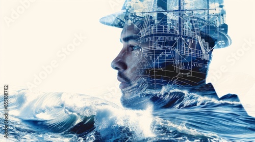 Oil and gas industry worker at an offshore platform.
