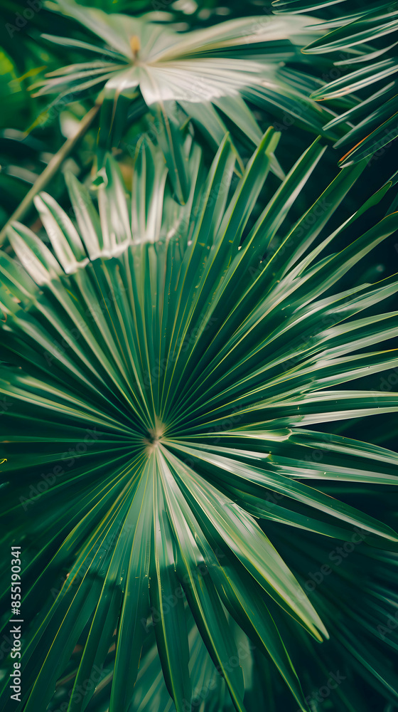 Obraz premium palm leaf texture natural tropical green leaf close up