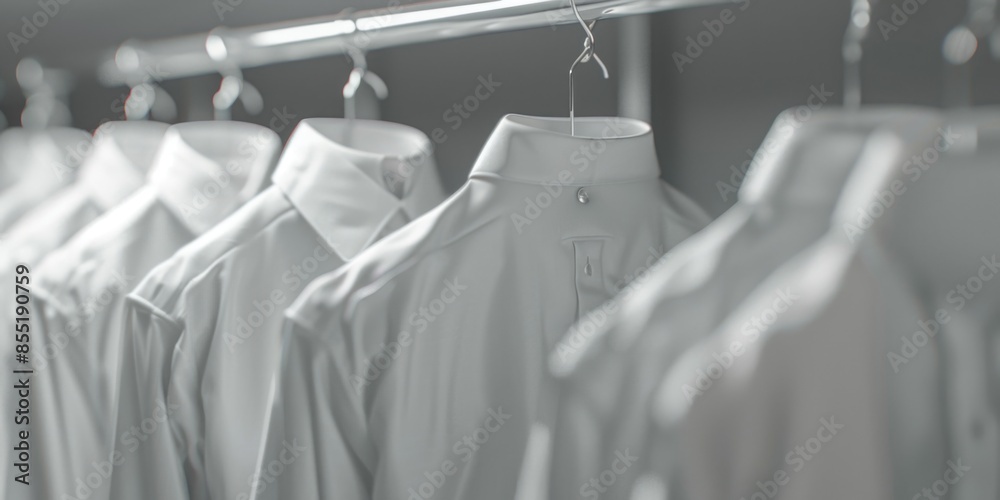 Row of white shirts hanging on a rail Row of white shirts hanging on a rail
