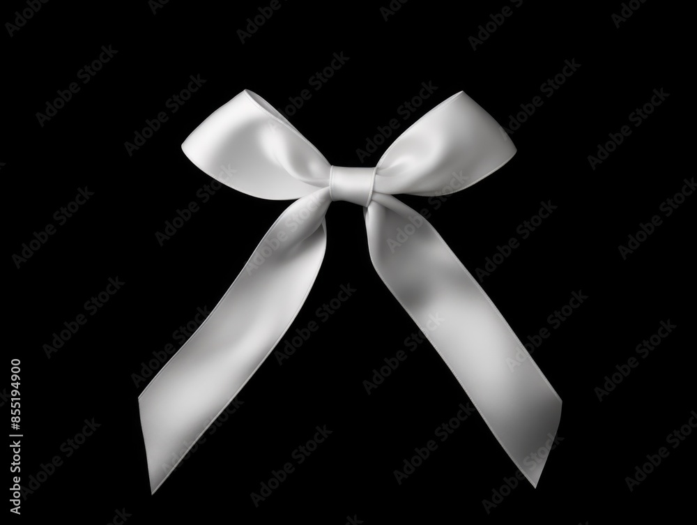 A simple white bow on a black background A simple white bow on a black background