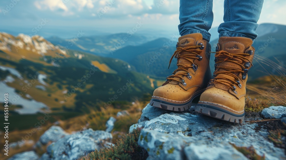 Hiking Boots on a Mountaintop Hiking Boots on a Mountaintop
