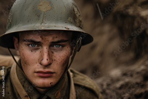 World War I Canadian Soldier in Uniform. photo