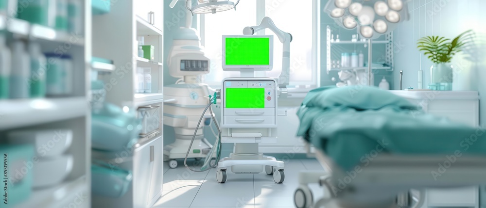 A vet clinic with a robotic assistant helping with pet care, advanced medical equipment A vet clinic with a robotic assistant helping with pet care, advanced medical equipment